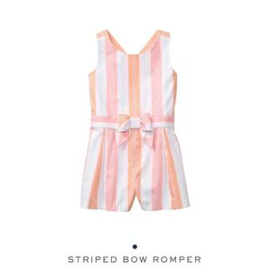 Janie and Jack striped bow romper peach pink and white‎ size 10